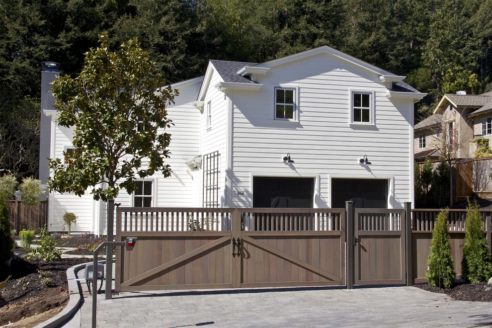 Example of a farmhouse exterior home design in San Francisco