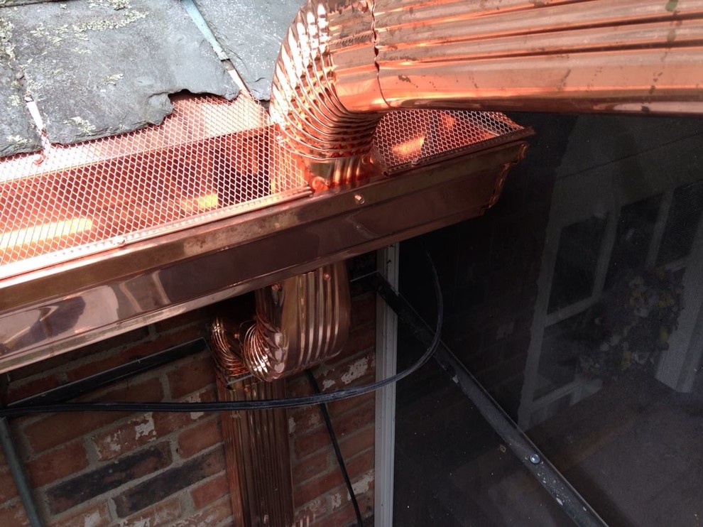 Copper "K" Style Gutters & Copper Screening Modern House Exterior