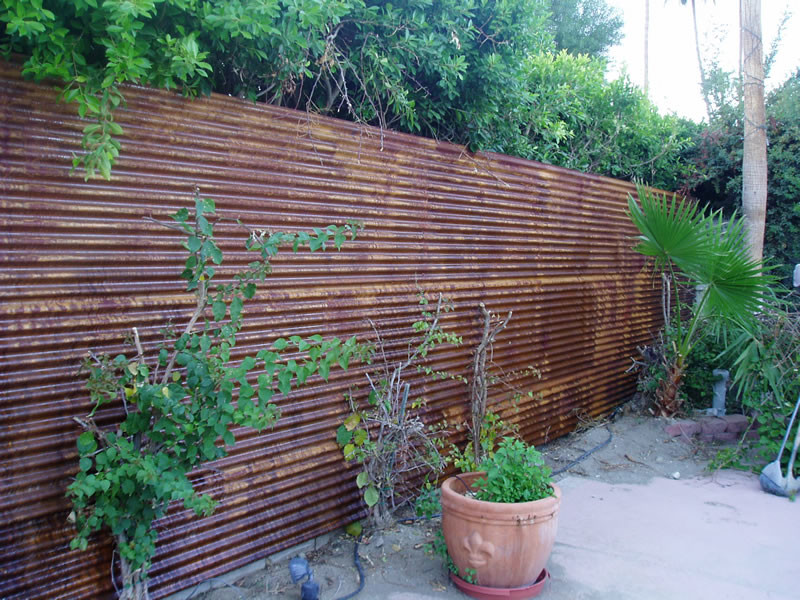 Corrugated Metal Fence Houzz, Corrugated Metal Retaining Wall