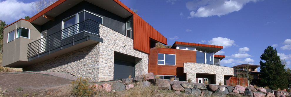 Design ideas for a modern house exterior in Denver.
