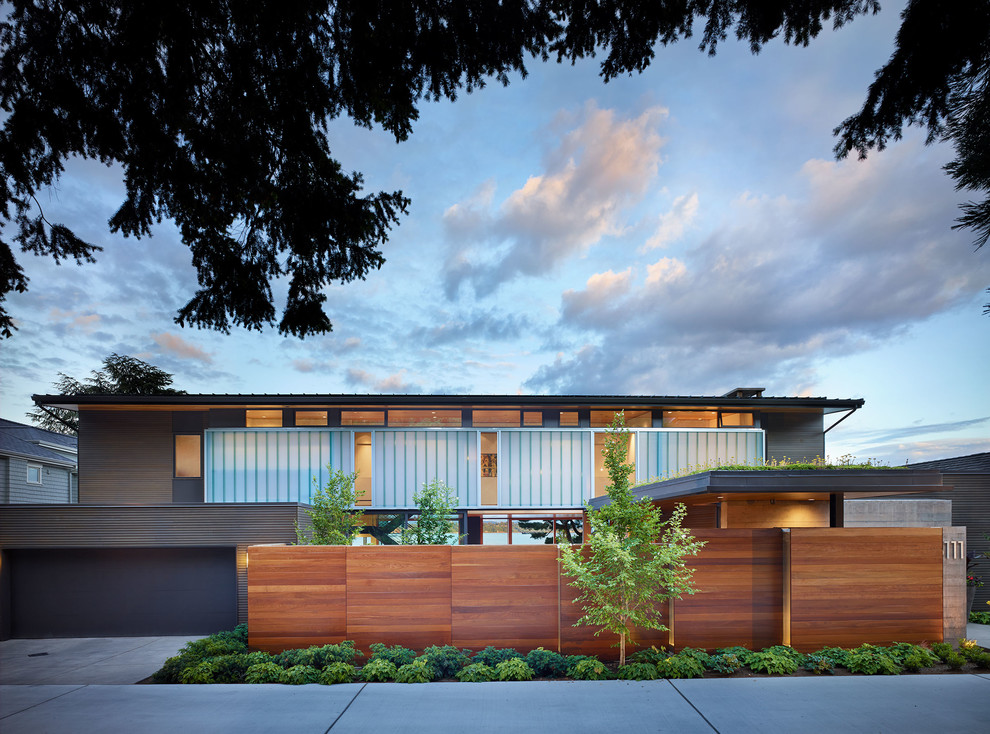 Inspiration for a 1950s two-story exterior home remodel in Seattle