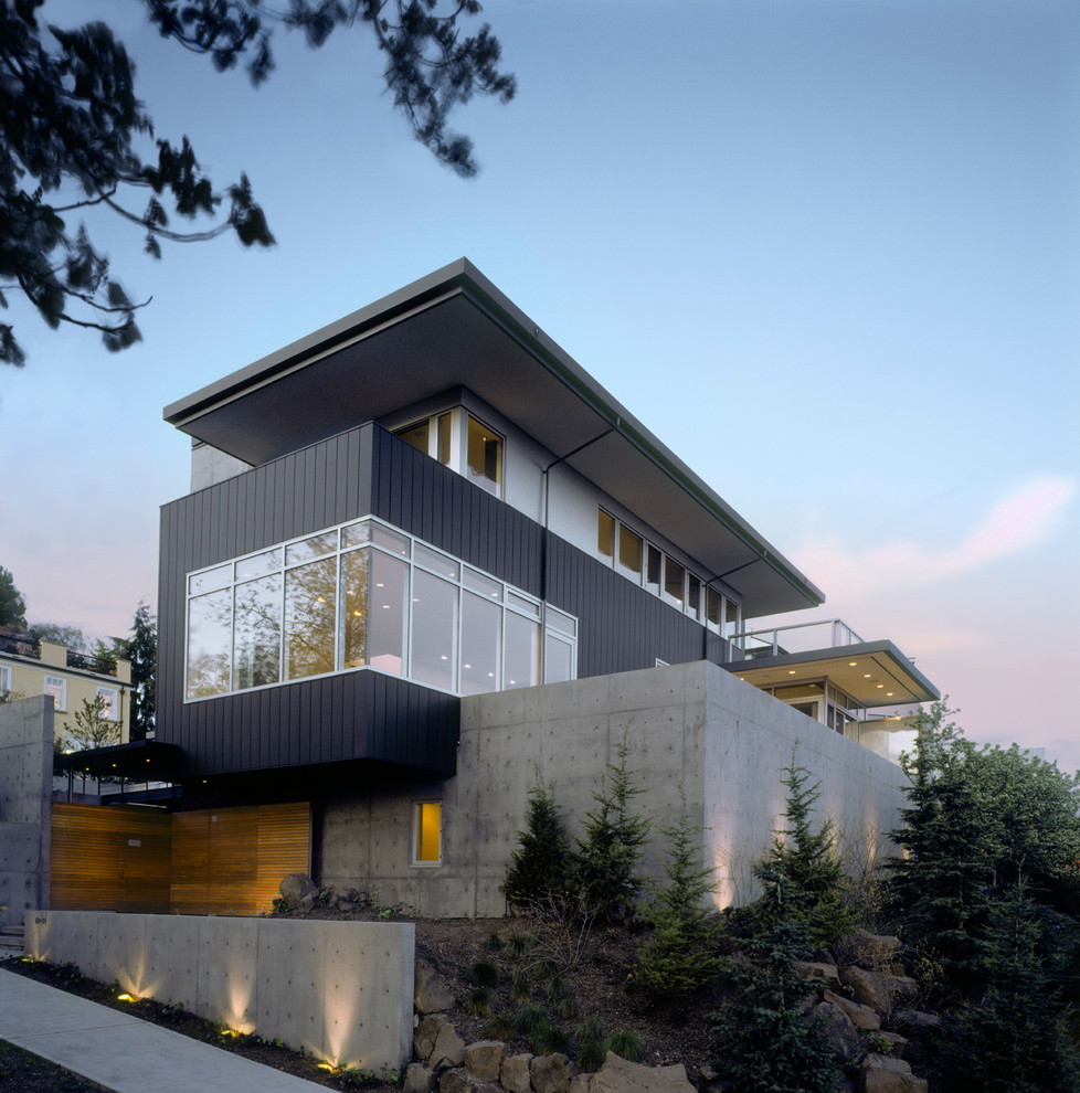 Inspiration for a large contemporary exterior home remodel in Seattle