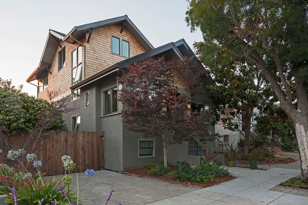 Inspiration for a mid-sized craftsman brown two-story mixed siding exterior home remodel in San Francisco
