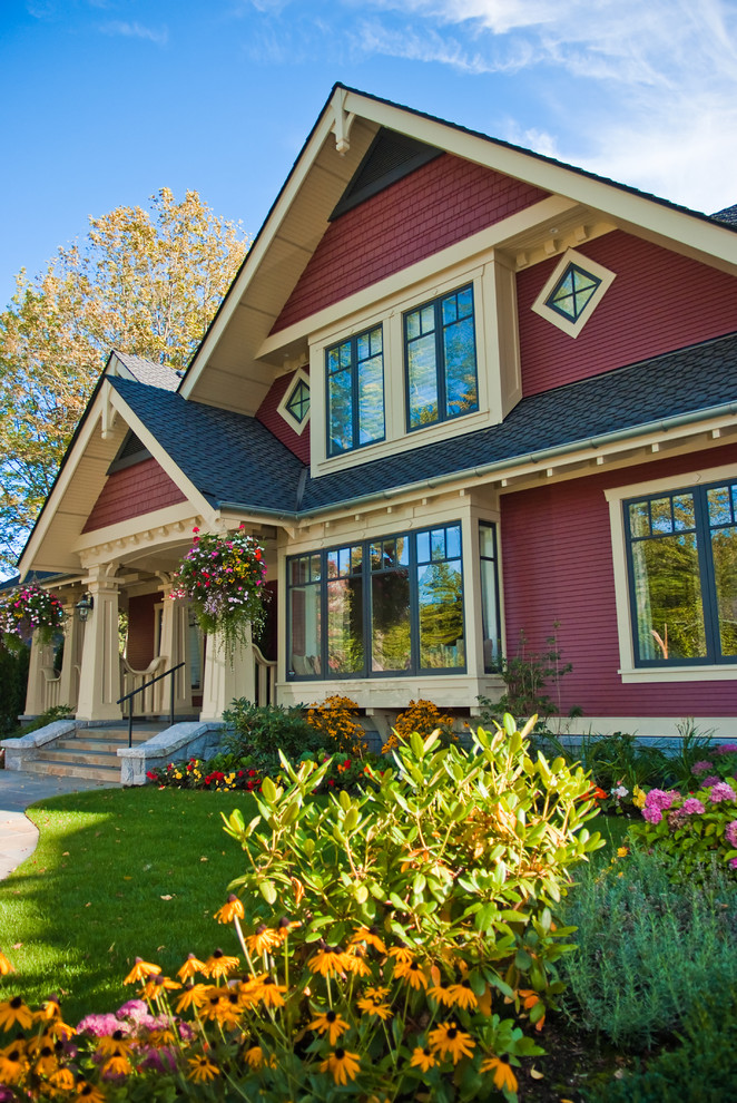 Arts and crafts red two-story exterior home photo in Vancouver
