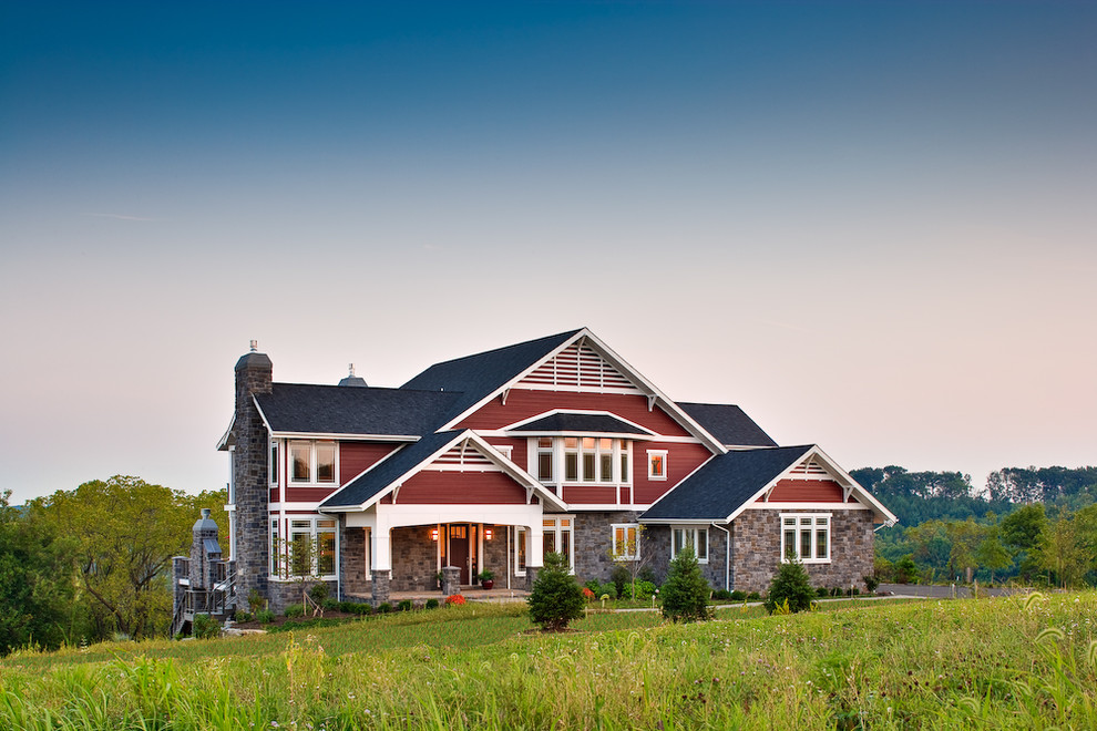 Inspiration for a country red exterior home remodel in Philadelphia