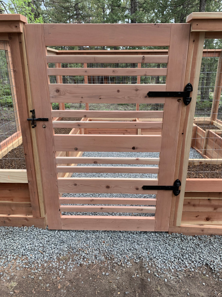 Custom Garden Bed Gate Door Rustic Exterior Denver by Blue Leaf