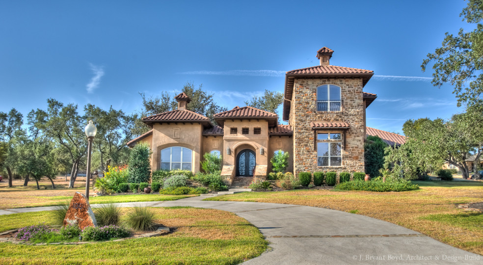 Mediterranean house exterior in Austin.