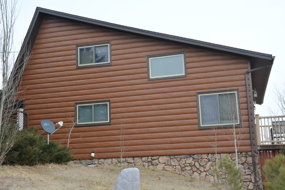 Custom Log Home Steel Log Siding Cheyenne, WY Rustic Exterior