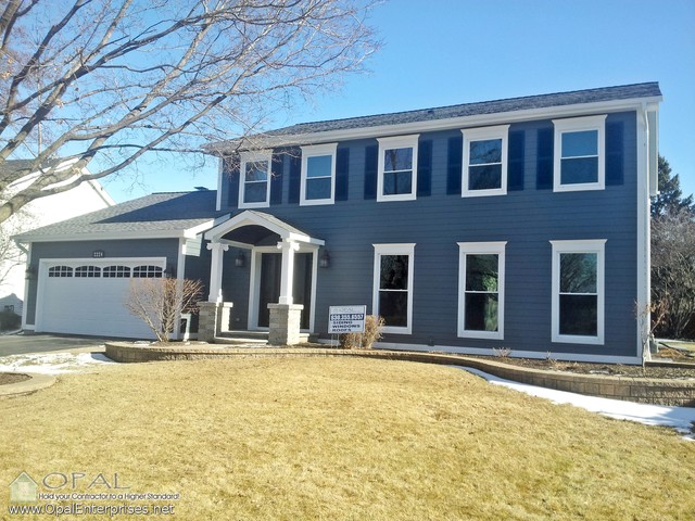 Dark Blue & White House in Naperville With James Hardie Siding, Andersen Windows - House ...