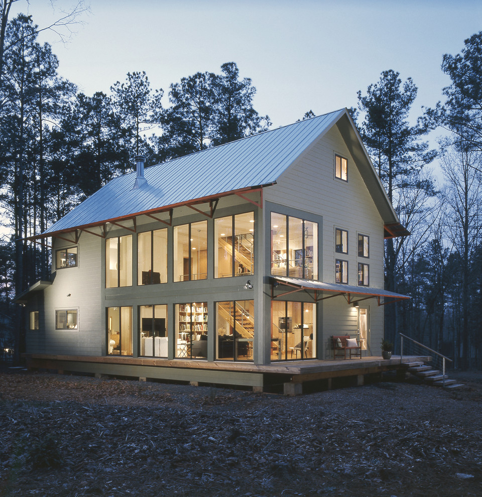 Idéer för funkis grå hus, med två våningar