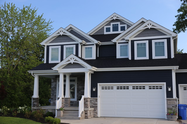 Deep Navy House White Trim Custom Home With Front Porch Estilo   Deep Navy House White Trim Custom Home With Front Porch Ck Building And Design Corporation Img~9821069c096f64c1 4 8974 1 01863d2 