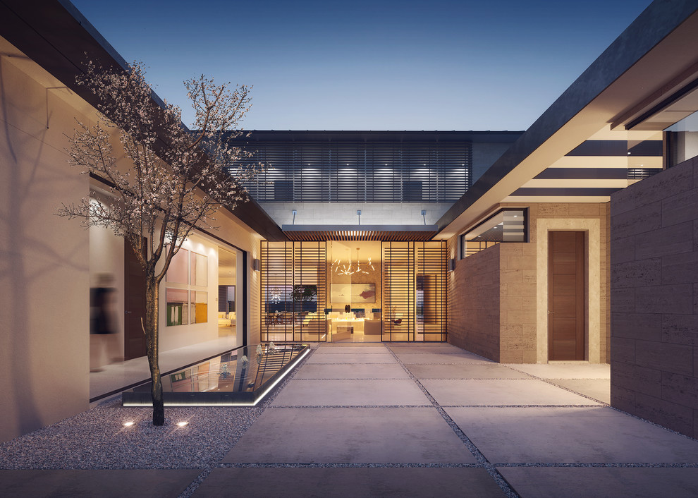 Inspiration pour une très grande façade de maison minimaliste à un étage.