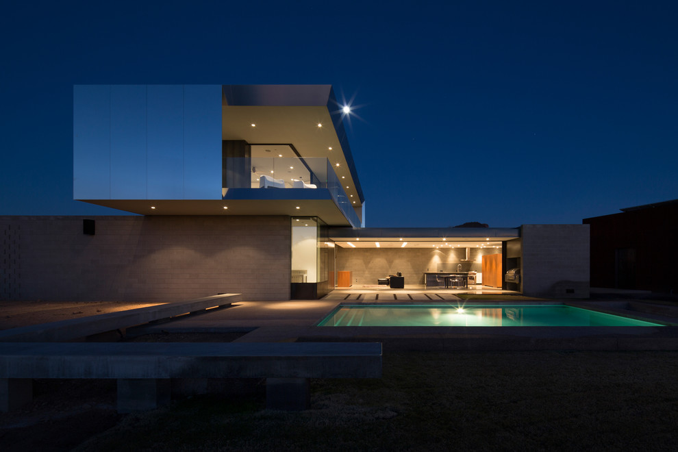 Inspiration pour une façade de maison minimaliste.