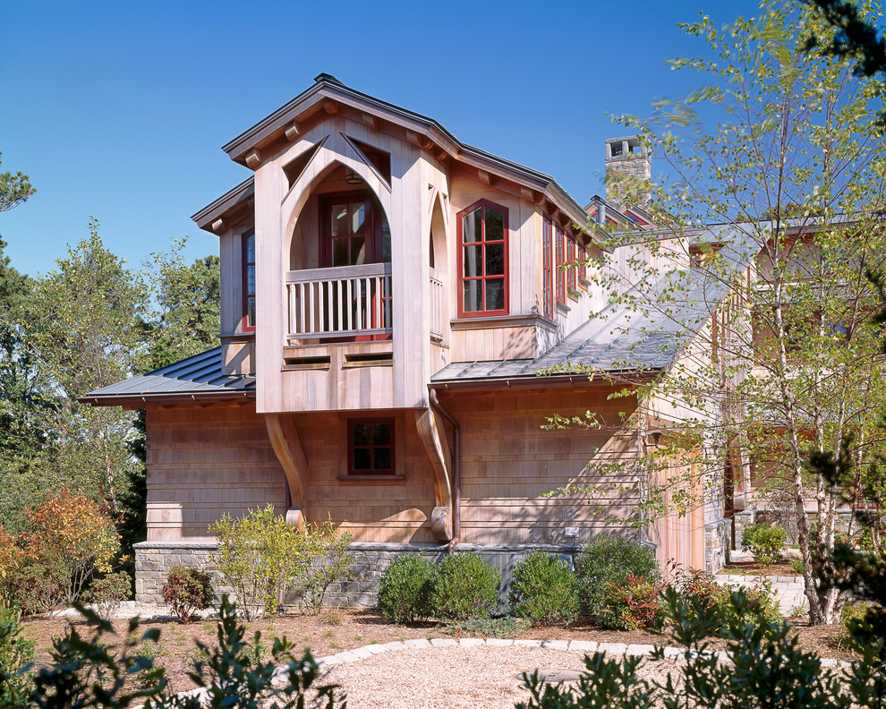 Modelo de fachada contemporánea con revestimiento de piedra