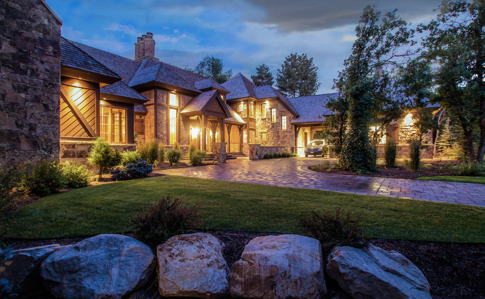 Design ideas for a rustic house exterior in Salt Lake City.