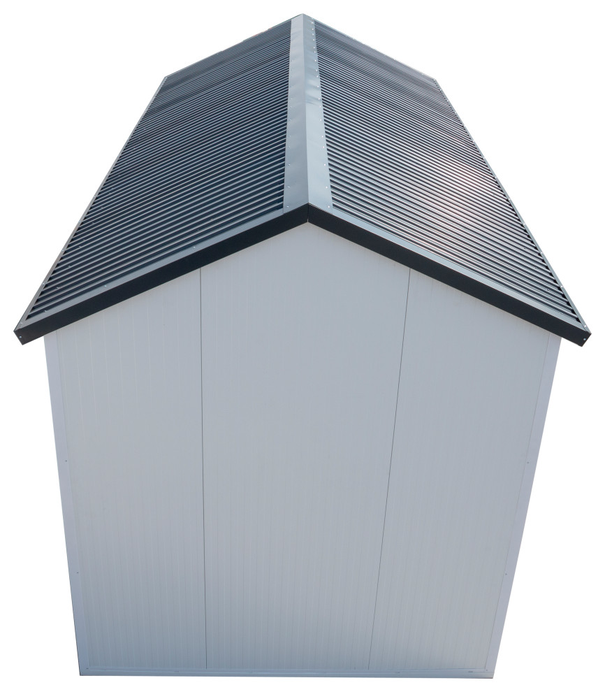 Ispirazione per la villa grande grigia contemporanea a un piano con tetto a capanna e copertura in metallo o lamiera