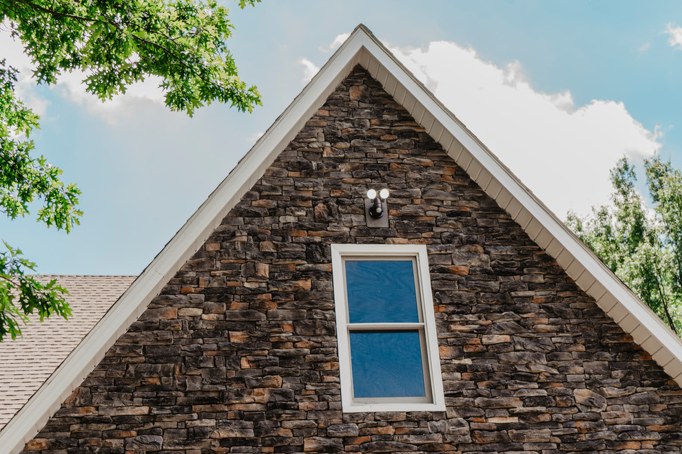 Dutch Lap Seamless Siding with Stone Accents Traditional Exterior
