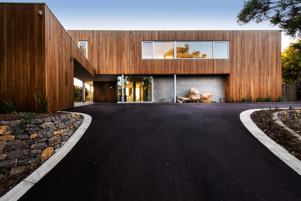Zweistöckige Moderne Holzfassade Haus mit Flachdach in Perth
