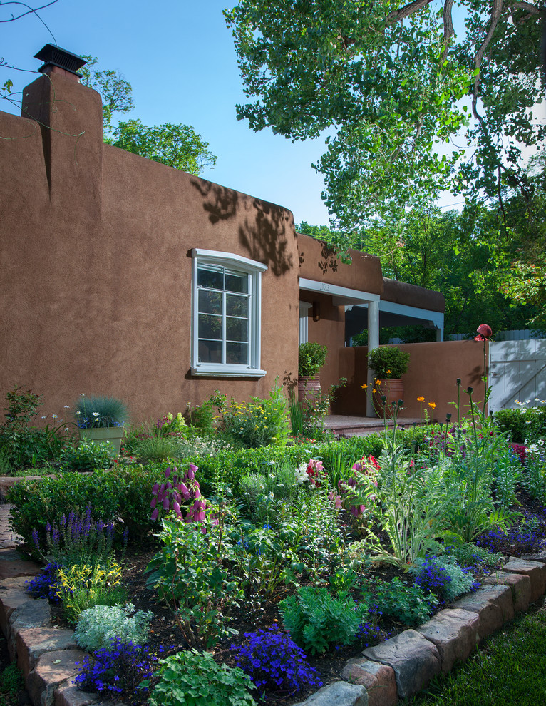 East Alameda Cottage Southwestern Exterior Albuquerque by Violante & Rochford Interiors
