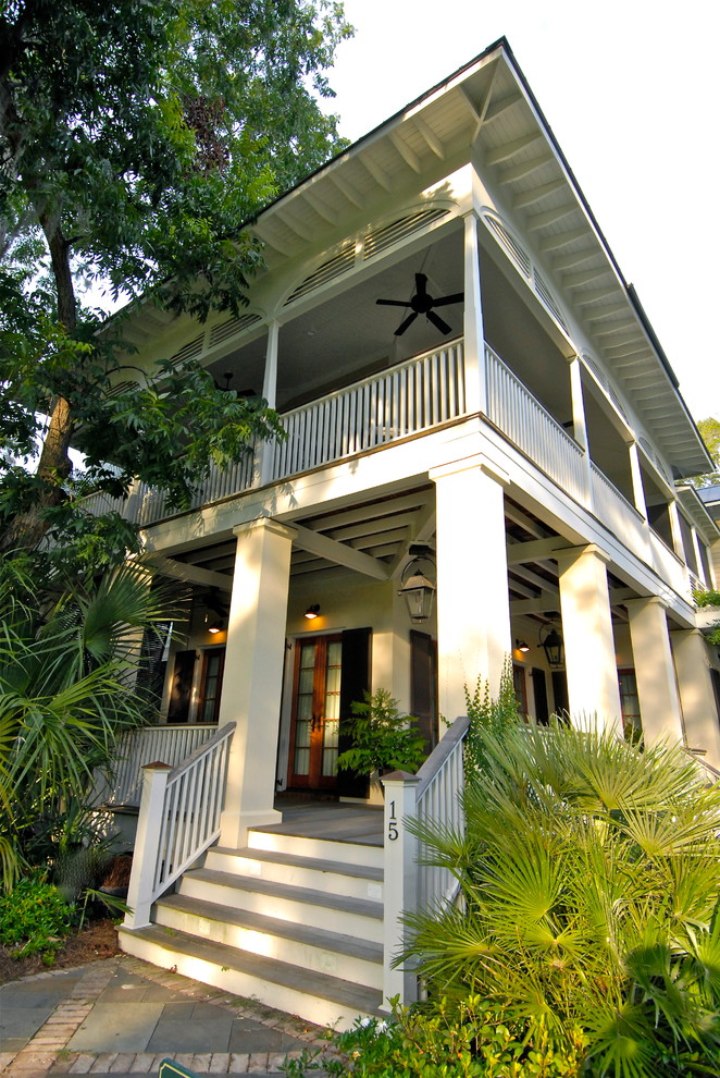 Inspiration for a tropical exterior home remodel in Charleston