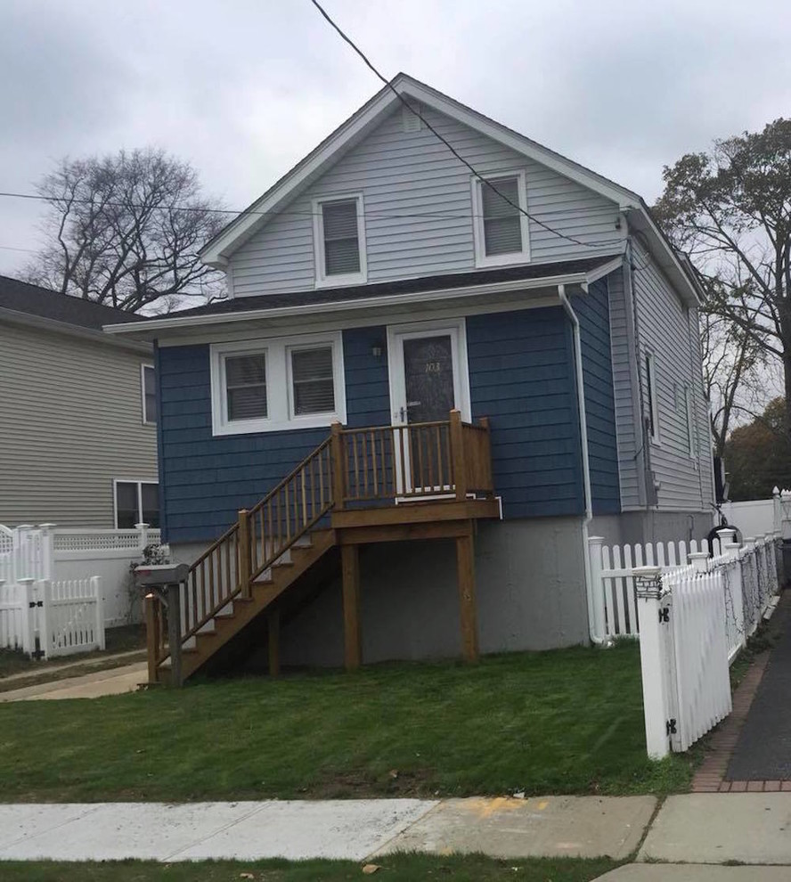 East Rockaway Blue House Elevation Traditional Exterior New