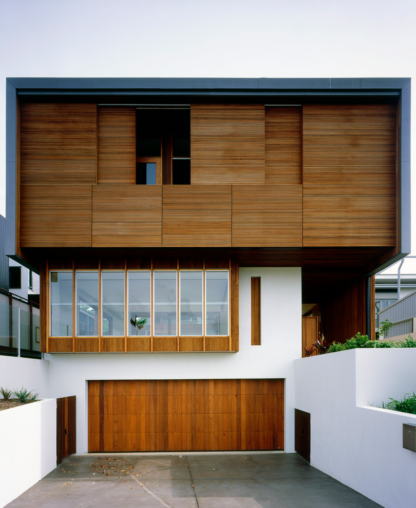 Inspiration för ett funkis hus, med platt tak