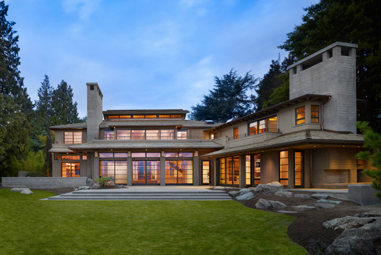 Inspiration for a world-inspired house exterior in Seattle.