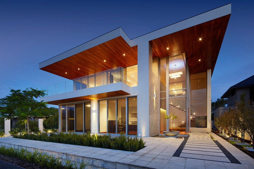 Inspiration for a contemporary two floor house exterior in Perth.