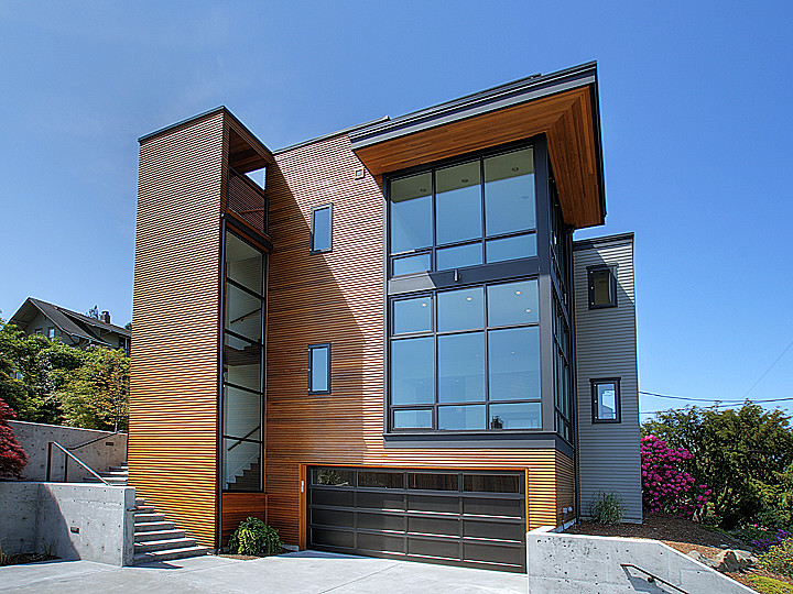 Modern house exterior in Seattle.