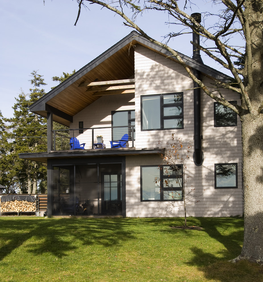 Mountain style two-story exterior home photo in Portland Maine