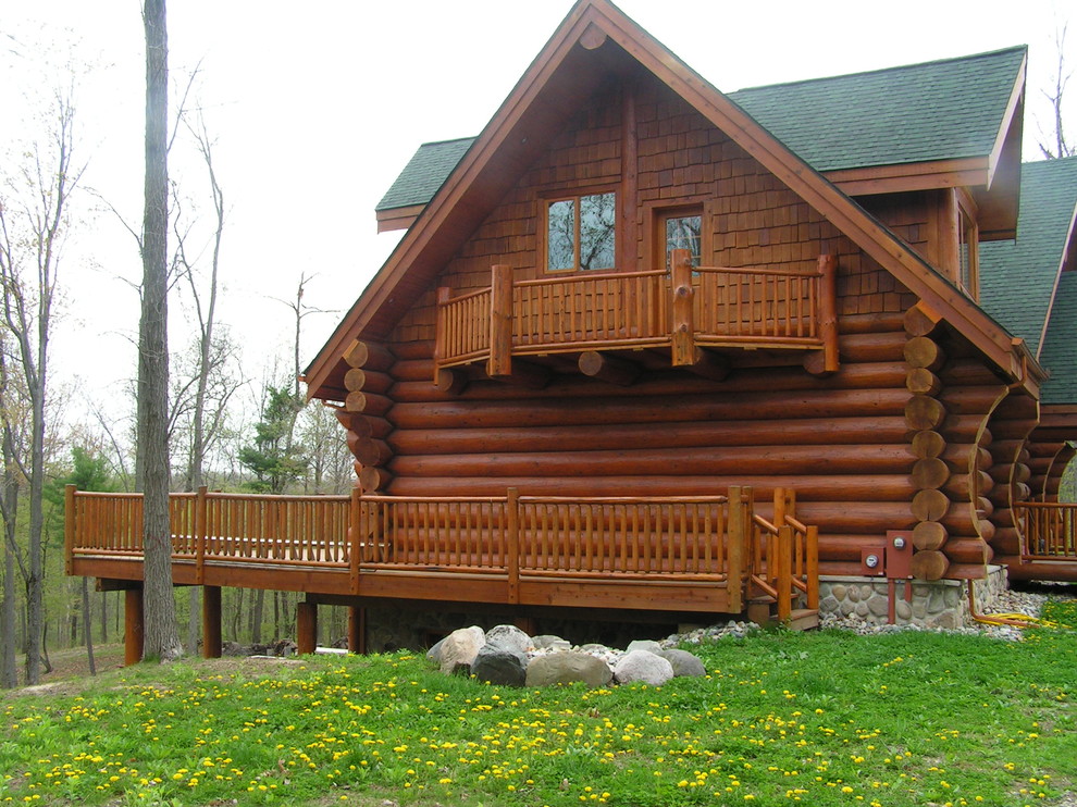 Exterior Log Siding with Stain colors Rustic Exterior Other by