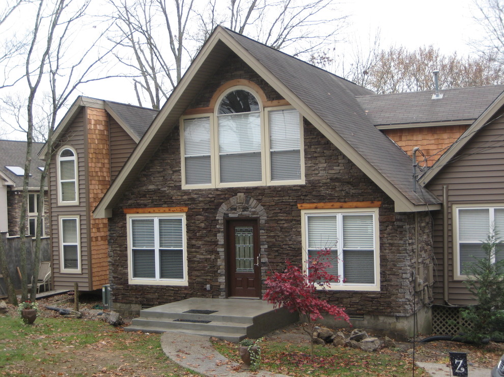 Exterior Redesign with Stone and Cedar Traditional Exterior Redesign with Stone and Cedar Traditional