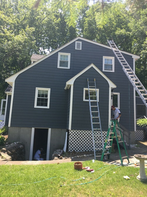 Exterior Repaint, Gray with Gold Trim to Gray with White Trim, Newton ...