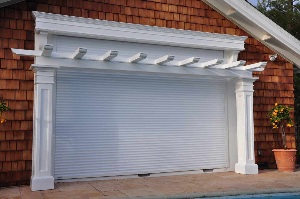 Exterior view of closed shutters Traditional Exterior