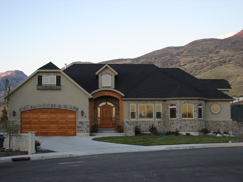 Example of a tuscan exterior home design in Salt Lake City