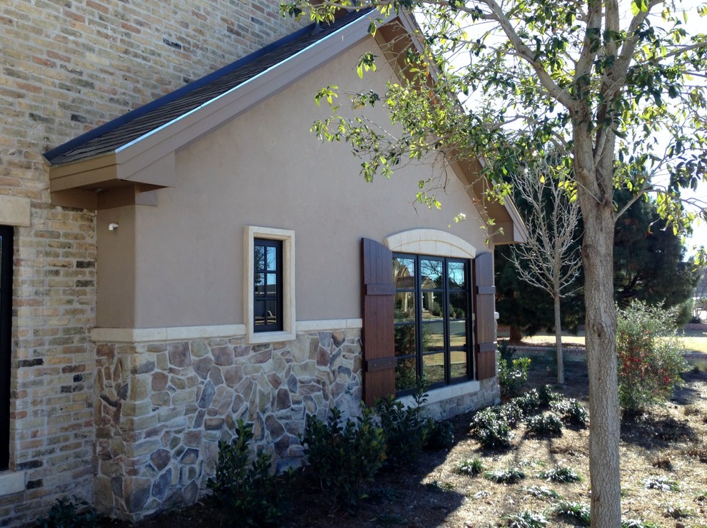 ExteriorsStucco/Wood Shutters/Cast Stone Moldings/Stone