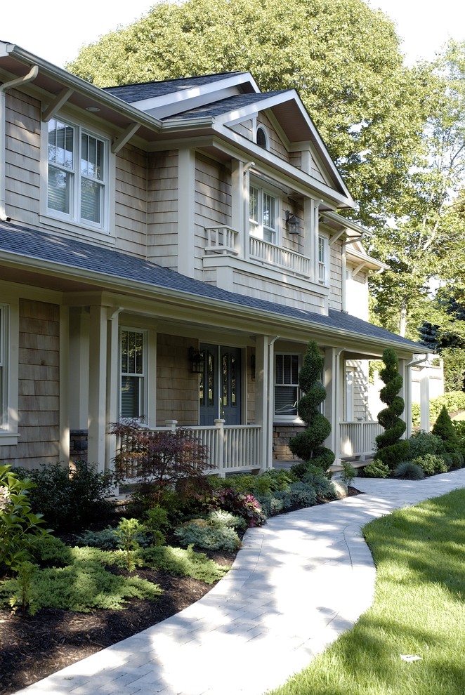 Facade detail and the front entrance walkway. Craftsman Facade detail and the front entrance walkway. Craftsman