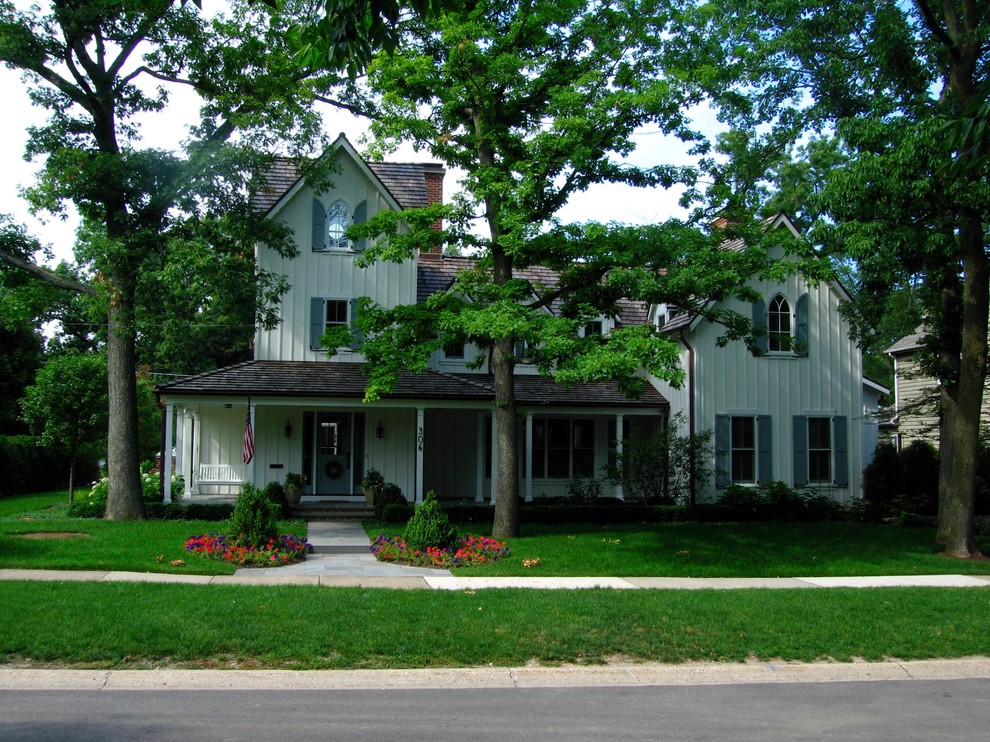 Example of a country exterior home design in Chicago