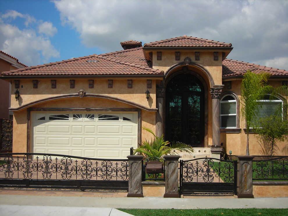 Faux Marble Columns Mediterranean Exterior Los