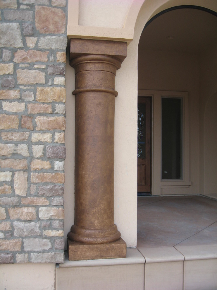 faux travertine column Mediterranean Exterior Sacramento by