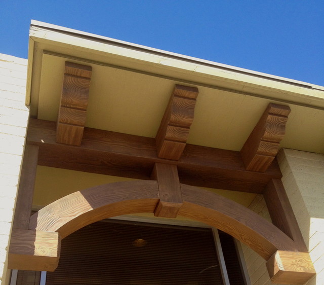 Faux Wood Beams Rustic Exterior Phoenix By Volterra Architectural S Houzz Faux Wood Beams Rustic Exterior, Outdoor Wood Beams