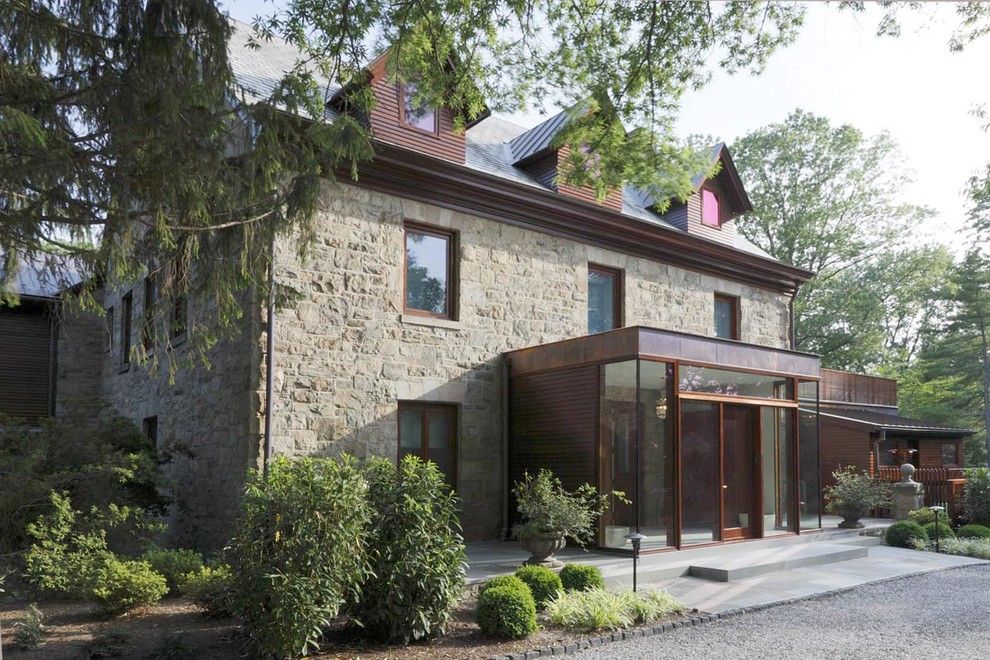 Inspiration for a transitional exterior home remodel in New York
