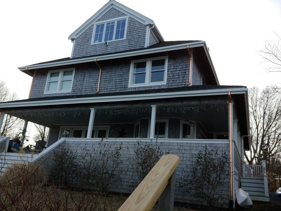 Fiberglass Gutter With Copper Downspouts In Plymouth, MA Traditional