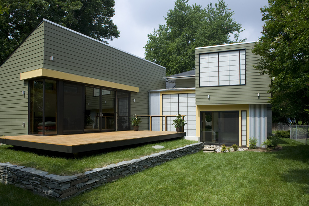 Photo of a modern house exterior in DC Metro with wood cladding.