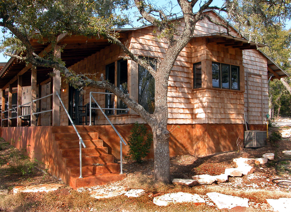 Example of a transitional exterior home design in Austin