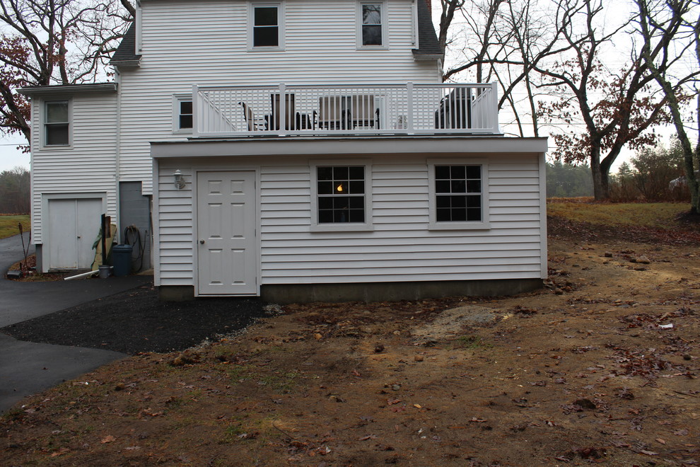 Flat roof Garage with Deck above Traditional Exterior Boston by