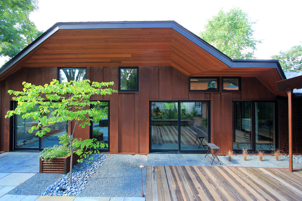 Contemporary brown exterior home idea in Minneapolis