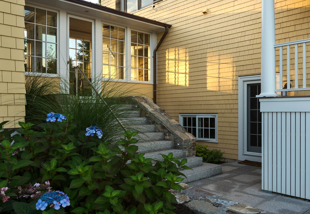Example of a beach style exterior home design in Portland Maine