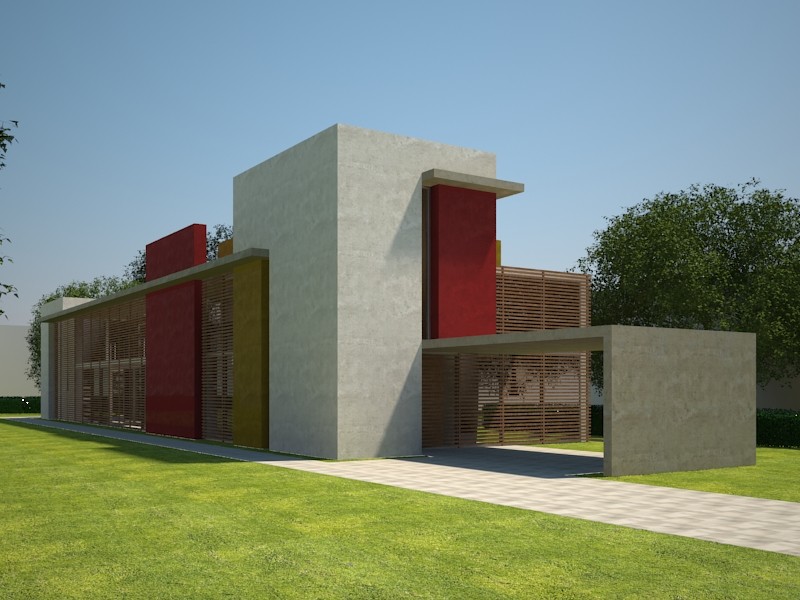 Пример оригинального дизайна: двухэтажный, бежевый дом среднего размера в современном стиле с облицовкой из бетона и плоской крышей