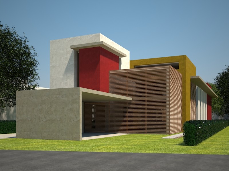 Imagen de fachada beige contemporánea de tamaño medio de dos plantas con revestimiento de hormigón y tejado plano